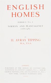 (ARCHITECTURE) TIPPING, H. Avray. English Homes. London, 1921-1926. 6 vols., periods I-VI, vol. 1 each.