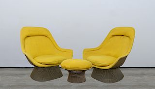 Warren Platner for Knoll - Pair of Lounge Chairs and Ottoman