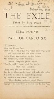 * POUND, EZRA, ed. The Exile. Chicago, 1927. Nos. 1 and 2 with hand-written correction by Pound.