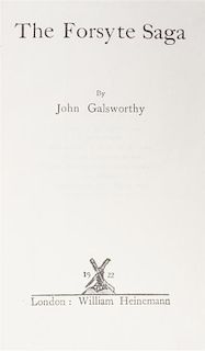 GALSWORTHY, JOHN. The Forsyte Saga. London, 1922. First edition, first issue.