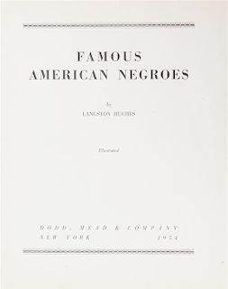 HUGHES, LANGSTON. Famous American Negroes. New York, 1954. Inscribed. First edition.
