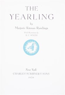 RAWLINGS, MARJORIE KINNAN. The Yearling. New York, 1939. First ed., first issue binding. Limited, signed.