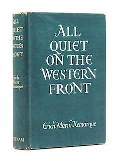 * REMARQUE, ERICH MARIA. All Quiet on the Western Front. London, 1929. First edition.