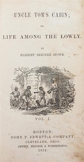 STOWE, HARRIET BEECHER. Uncle Tom's Cabin; or, Life Among the Lowly. Boston, 1852. 2 vols. First edition. Bound by Monastery Hil