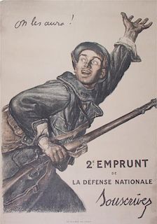 (WWI POSTERS, FRANCE) FAIVRE, JULES ABEL. On les aura! Circa 1917. Lithograph poster.
