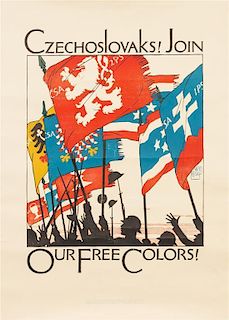 (WWI POSTERS, CZECH) PREISSIG, VOJTECH. Czechoslovaks! Join Our Free Colors! Circa 1917. Lithograph poster.