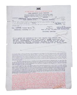 * DEMPSEY, JACK. Two typed contracts for personal appearances signed "Jack Dempsey". One page each.