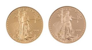 * Two 2001-W $25 Gold Eagle Coins.