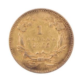 * An 1855 $1 US Gold Indian Princess Head Coin, Type Two 1.1 dwts.