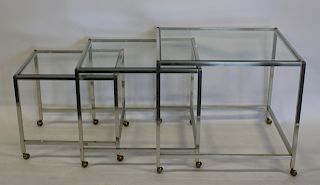 MIDCENTURY Chrome & Glass Nesting Tables