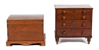 A Diminutive English Chest of Drawers Height of tallest 18 inches.