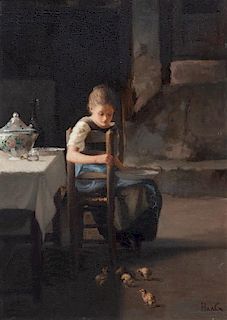 Jean Paul Haag, (French, 1854-1906), Seated Girl