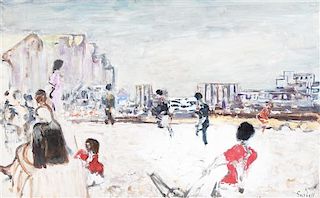 Alexandre Sacha Garbell, (French/Latvian, 1903-1970), Dimanche a Mers-les-Baines