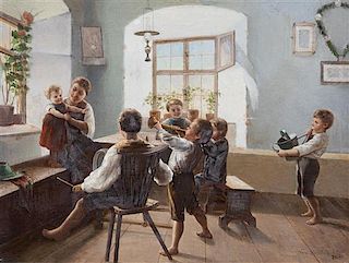 Joseph Molitor Von Muhlfeld, (German, 1856-1890), Family at Play
