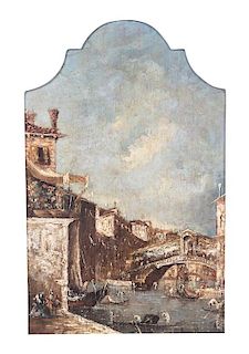 Manner of Francesco Guardi, (19th Century), Two Works Depicting Venetian Scenes; Piazzetta San Marco and Rialto Bridge
