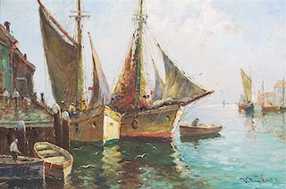 C. Hjalmar "Cappy" Amundsen, (American, 1911-2001), Sail Boats in Harbor