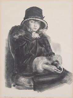 George Bellows, (American, 1882-1925), Anne in a Black Hat
