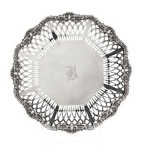 An American Silver Platter with Reticulated Border, Theodore B. Starr. Inc., New York, monogramed B
