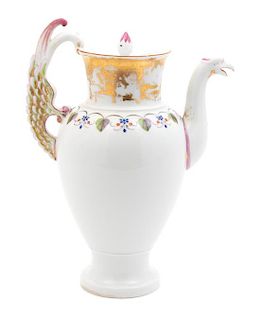 A Russian Popov Porcelain Coffee Pot Height 10 1/2 inches.