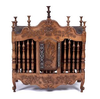 A Louis XV Style Walnut Panetiere Height 34 1/2 x width 33 x depth 17 inches.