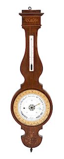 A French Marquetry Inlaid Rosewood and Gilt Bronze Barometer Height 41 inches.