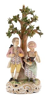 A Vienna Porcelain Bocage with Young Couple Height 13 inches.