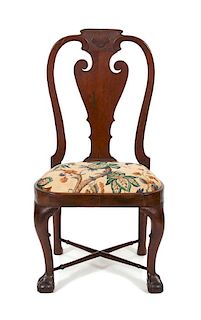 A George I Carved Mahogany Side Chair Height 39 1/2 inches.