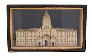 A Paper Model of the East Front of Edinburgh University Height 10 3/4 x width 18 1/8 inches x depth 2 7/8 inches.