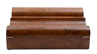 An English Burl Wood Lap Desk Width 16 1/4 inches.