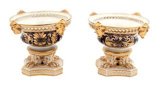 A Pair of Derby Porcelain Pot Pourris Height 4 1/4 inches.
