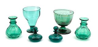 A Group of English Bristol Green Glassware Height of tallest 7 inches.