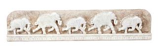 A Marble Frieze of Parade Elephants Height 9 x width 44 inches.