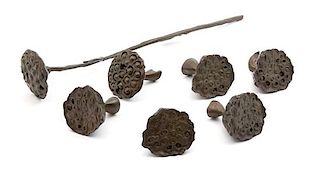 A Set of Seven French Bronze Models of Lotus Pods Length of largest 19 inches.