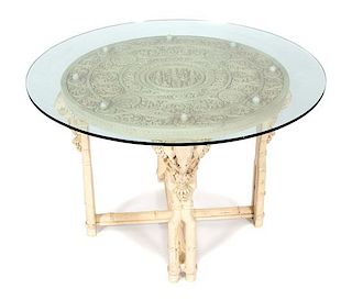 An Indian Carved and Painted Faux-Ivory Center Table