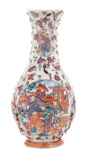 A Chinese Export Porcelain Vase Height 12 inches.
