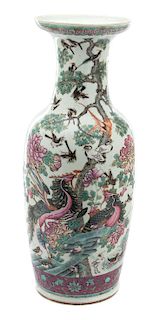 A Chinese Export Famille Rose Porcelain Vase Height 24 1/2 inches.