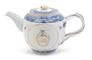 A Chinese Export Blue and White Teapot Height 5 1/2 inches.