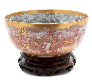 A Kutani Bowl with Stand Height 6 x diameter 12 inches.