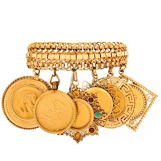 Vintage Gold Coin Charm Bracelet