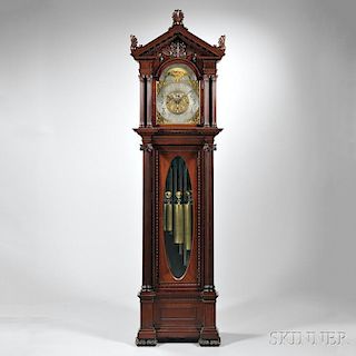 Carved Mahogany Nine Tubular Bell Chime Clock