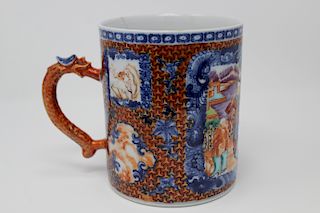 Large Antique Chinese Export Porcelain Tankard Mug