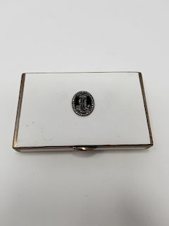 Silver & White Enamel Engraved Cigarette Case