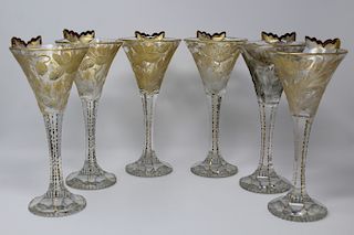 (6) Possibly Baccarat, Exceptional Gilt Goblets
