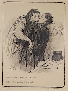 Honore Daumier "Courtroom" Etching