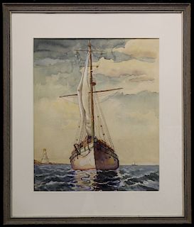 George Beline (1887 - 1971) Nautical Watercolor