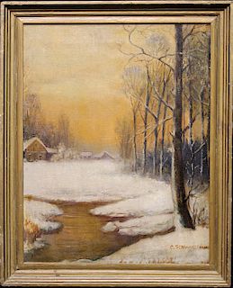 Schwartzman, Signed American Winter Landscape