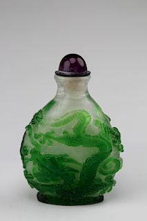 Chinese Carved Cameo Overlay Style Snuff Bottle