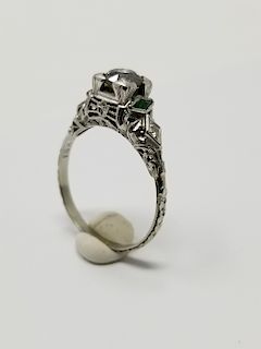 Vintage 18K White Gold & Diamond Ring