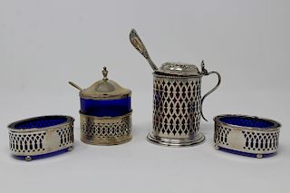 (4) Assorted Sterling & Glass Open Salts