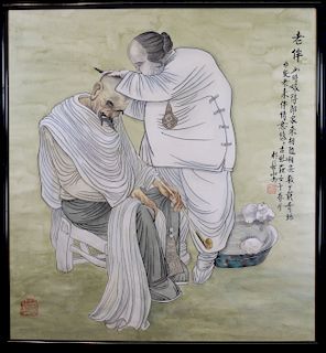 Chinese School, 20th C Painting of Elderly Figures